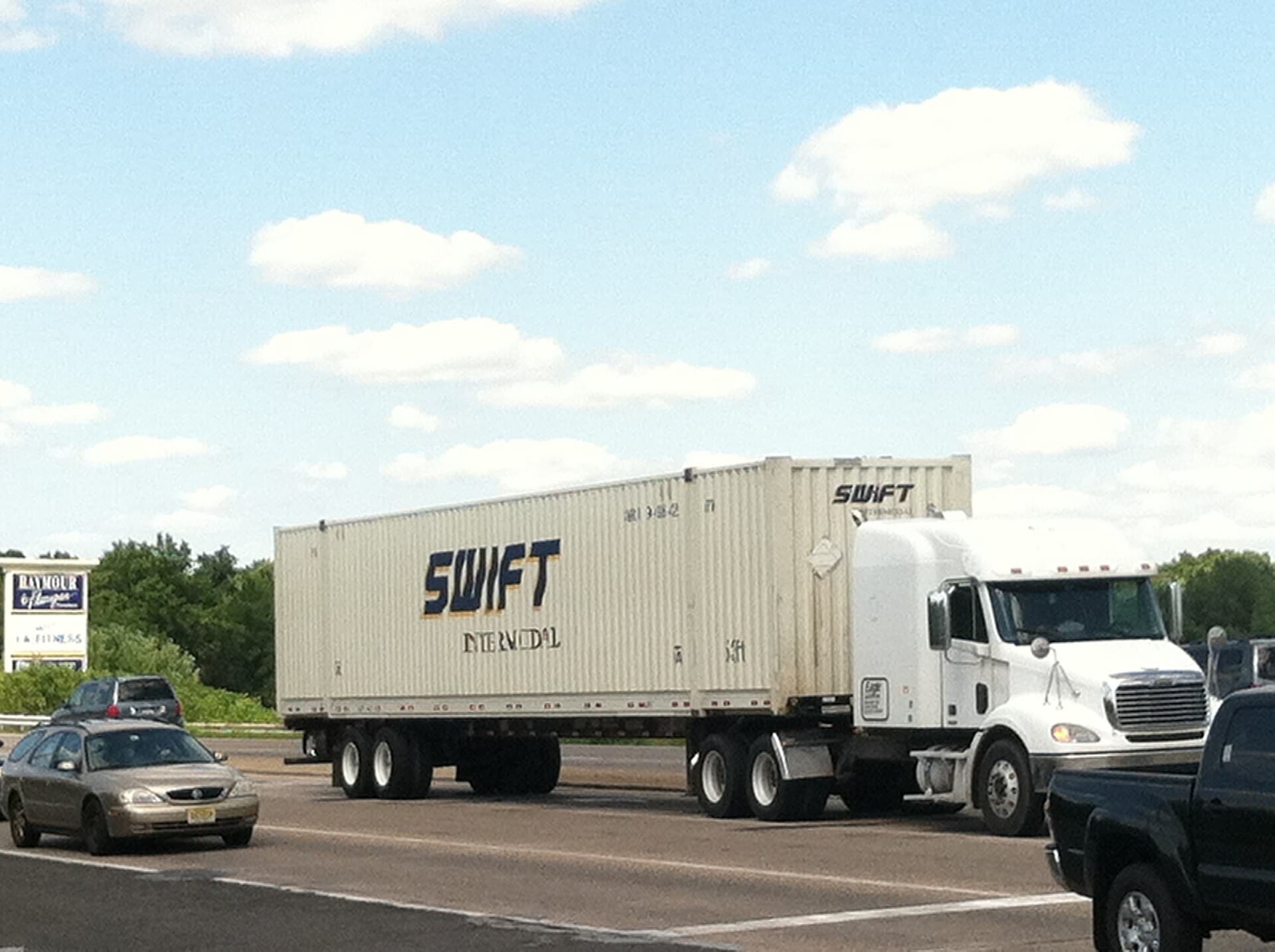 A 53-foot domestic intermodal container.