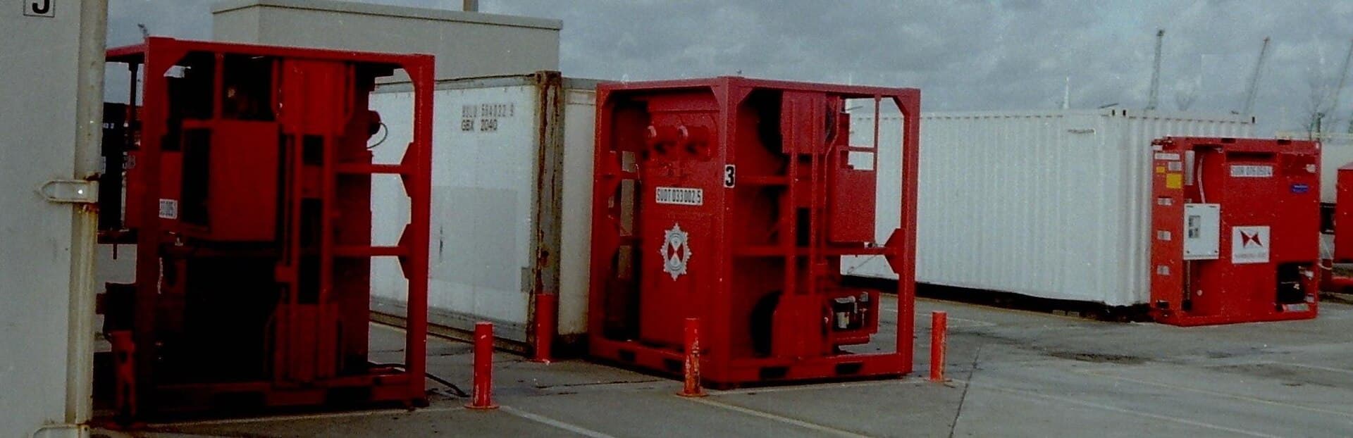 A refrigerated container with a clip-on generator (genset) unit.